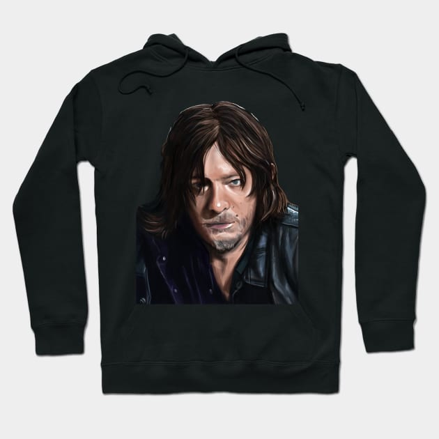 Daryl Dixon portrait Hoodie by Daria Popkova